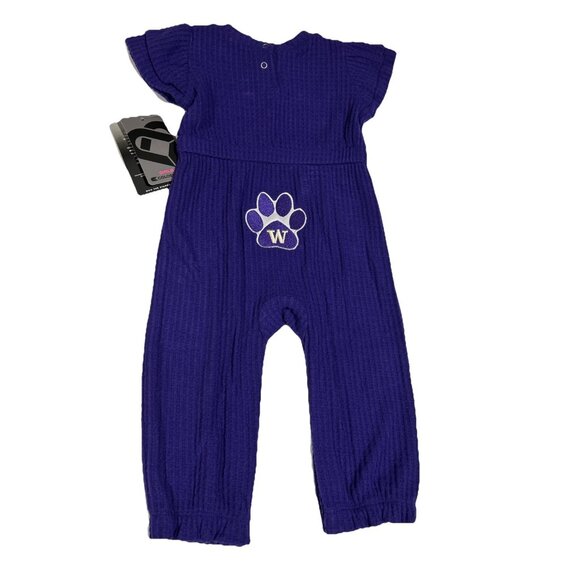 NEW Washington Huskies Colosseum Athletics Waffle Weave Girls Romper 6-12 Mos. - Picture 7 of 11